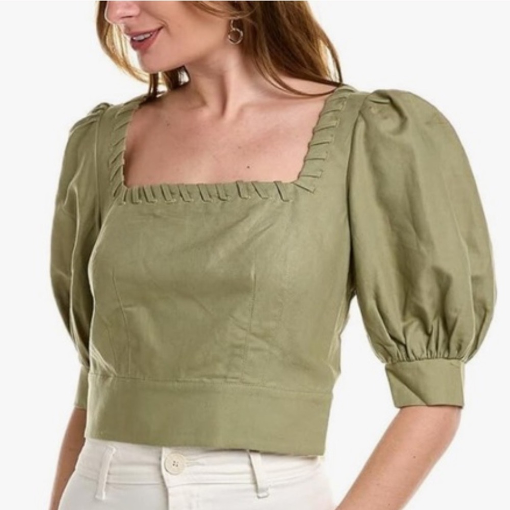 Ted Baker Green Daisea Whip Stitch Detail Crop Top - 2